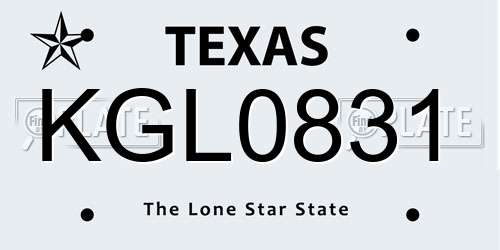 KGL0831 Texas License Plate