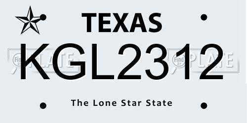 KGL2312 Texas License Plate