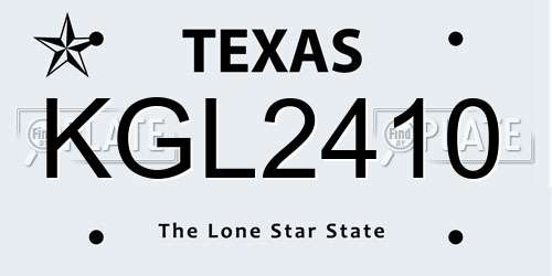 KGL2410 Texas License Plate