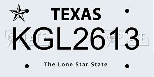 KGL2613 Texas License Plate