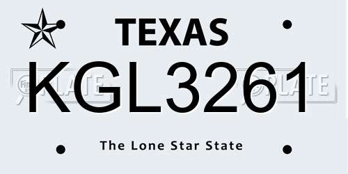 KGL3261 Texas License Plate