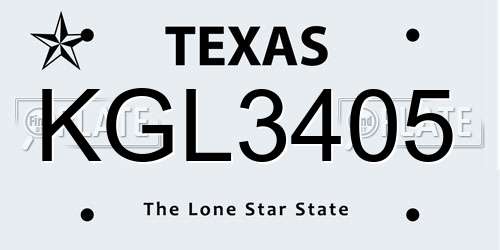 KGL3405 Texas License Plate