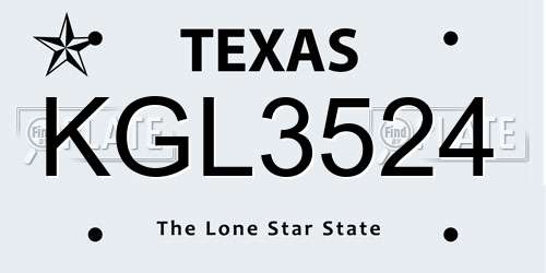 KGL3524 Texas License Plate