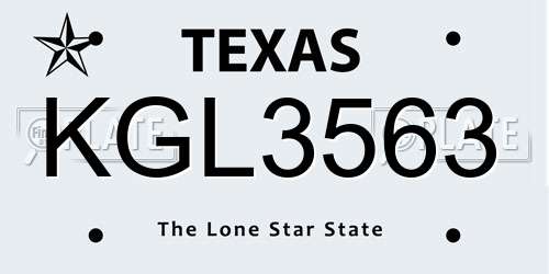 KGL3563 Texas License Plate