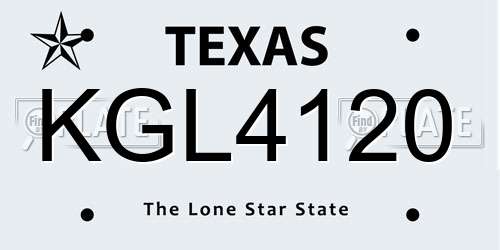 KGL4120 Texas License Plate