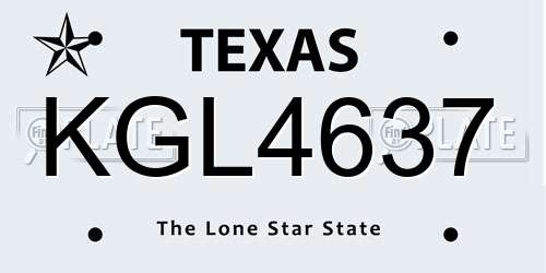 KGL4637 Texas License Plate
