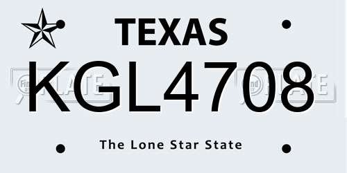 KGL4708 Texas License Plate
