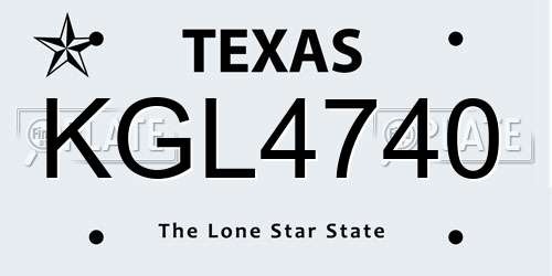 KGL4740 Texas License Plate
