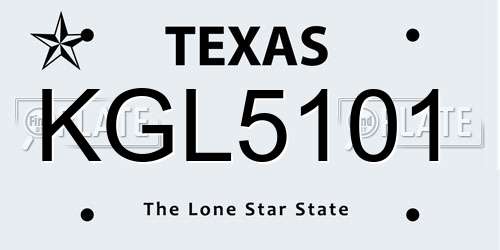 KGL5101 Texas License Plate