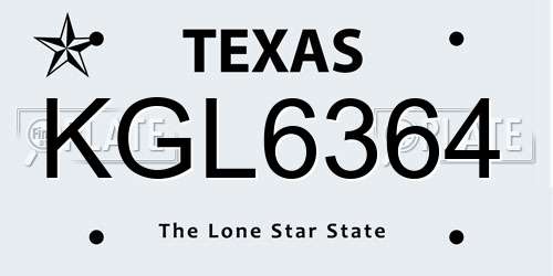 KGL6364 Texas License Plate