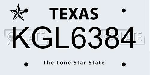 KGL6384 Texas License Plate