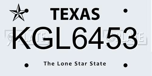 KGL6453 Texas License Plate