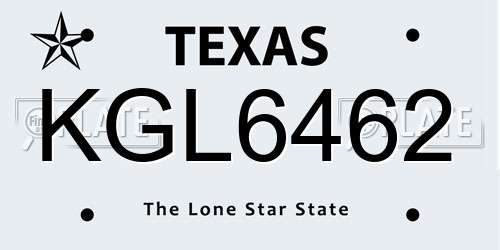 KGL6462 Texas License Plate