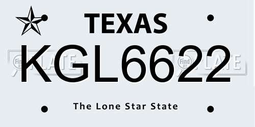 KGL6622 Texas License Plate