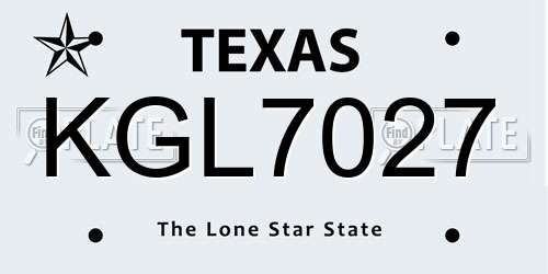 KGL7027 Texas License Plate