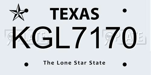 KGL7170 Texas License Plate