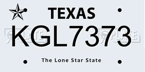 KGL7373 Texas License Plate