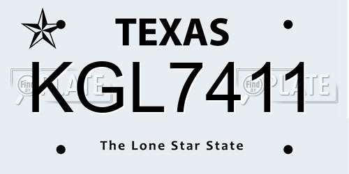 KGL7411 Texas License Plate