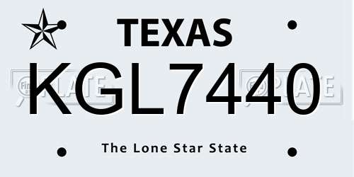 KGL7440 Texas License Plate