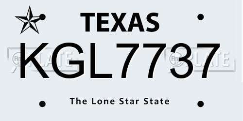 KGL7737 Texas License Plate