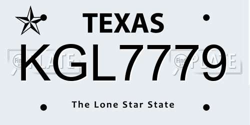 KGL7779 Texas License Plate
