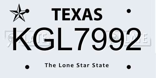 KGL7992 Texas License Plate