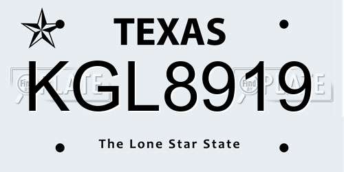 KGL8919 Texas License Plate