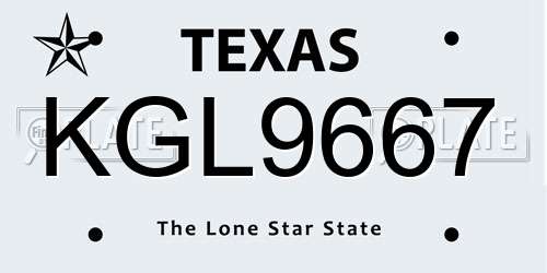 KGL9667 Texas License Plate