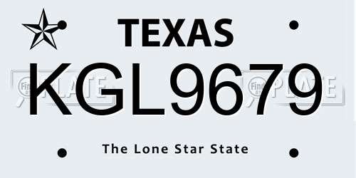 KGL9679 Texas License Plate