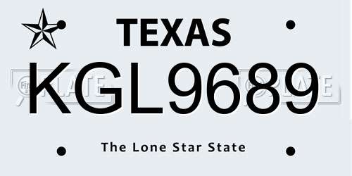 KGL9689 Texas License Plate