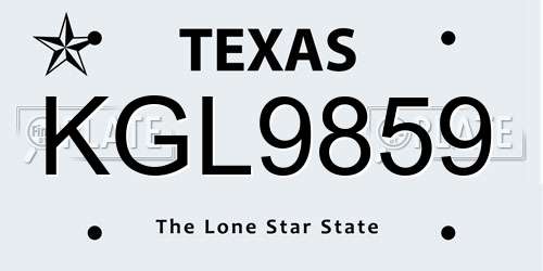 KGL9859 Texas License Plate