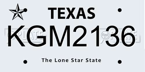 KGM2136 Texas License Plate