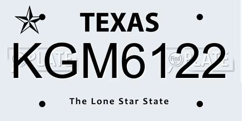 KGM6122 Texas License Plate