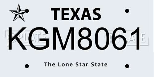 KGM8061 Texas License Plate