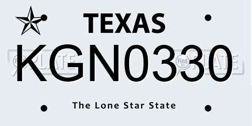 KGN0330 Texas License Plate