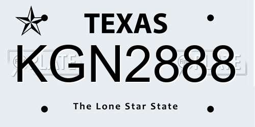 KGN2888 Texas License Plate