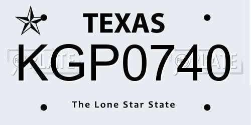 KGP0740 Texas License Plate