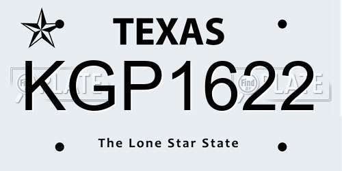 KGP1622 Texas License Plate