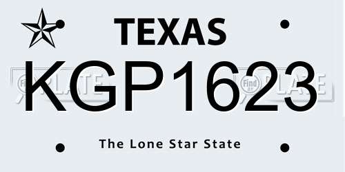 KGP1623 Texas License Plate