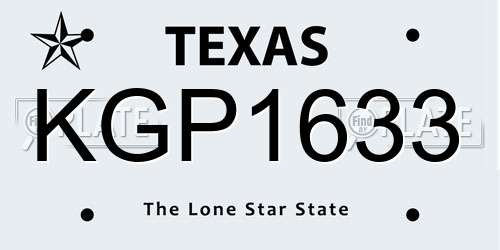 KGP1633 Texas License Plate