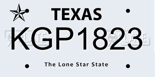 KGP1823 Texas License Plate