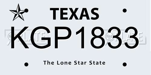 KGP1833 Texas License Plate