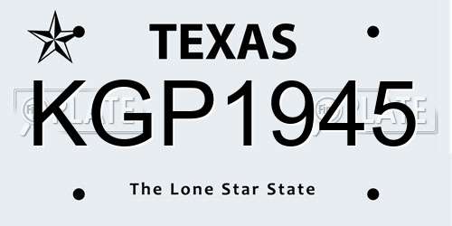 KGP1945 Texas License Plate