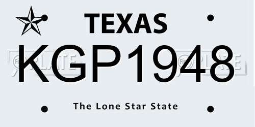 KGP1948 Texas License Plate
