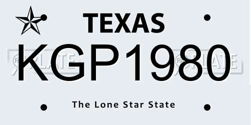 KGP1980 Texas License Plate