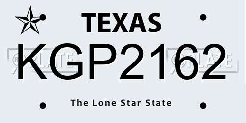KGP2162 Texas License Plate