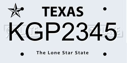 KGP2345 Texas License Plate