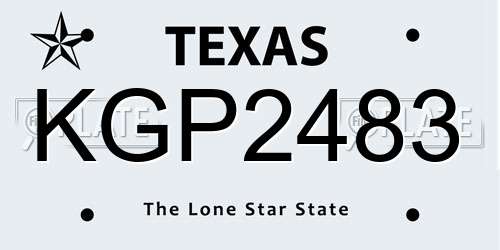 KGP2483 Texas License Plate