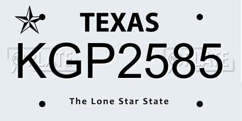 KGP2585 Texas License Plate