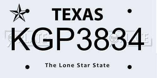KGP3834 Texas License Plate